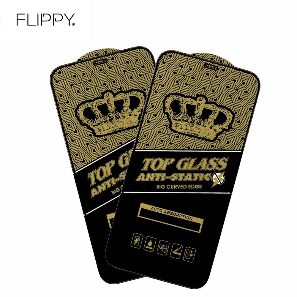 Folie ecran Flippy pentru iPhone 14 Pro, Sticla ESD, Top Glass, Anti-static, Negru - vivimall.ro