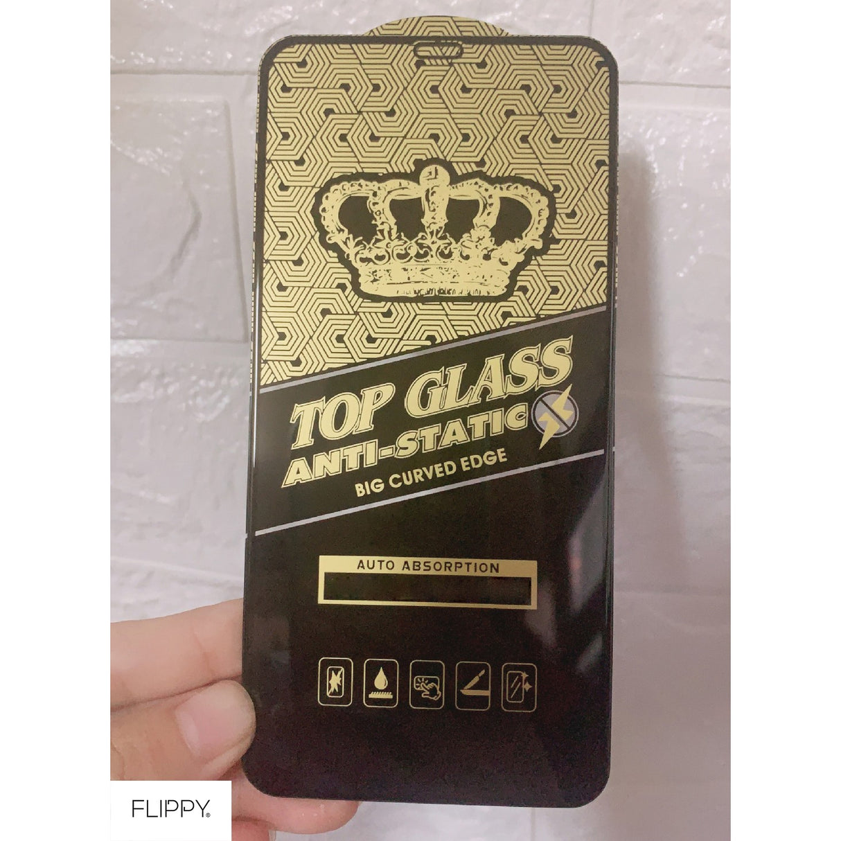 Folie ecran Flippy pentru iPhone 14 Pro, Sticla ESD, Top Glass, Anti-static, Negru - vivimall.ro