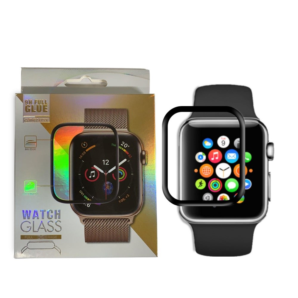 Folie Sticla Apple Watch Series 2/3 42 mm adeziv pe margine Negru - vivimall.ro