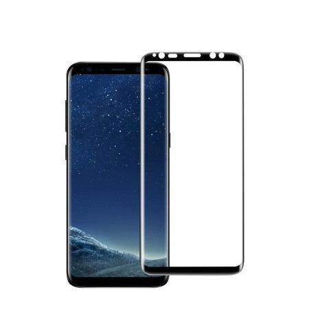 Folie Sticla Curbata Flippy compatibila cu Samsung Galaxy S8, cu lipici pe conturul negru, Full Face V2 Negru - vivimall.ro