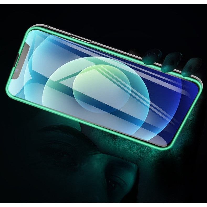 Folie Sticla Securizata Flippy, Luminous, compatibila cu Apple iPhone 13 Pro, Margine fosforescenta verde - vivimall.ro