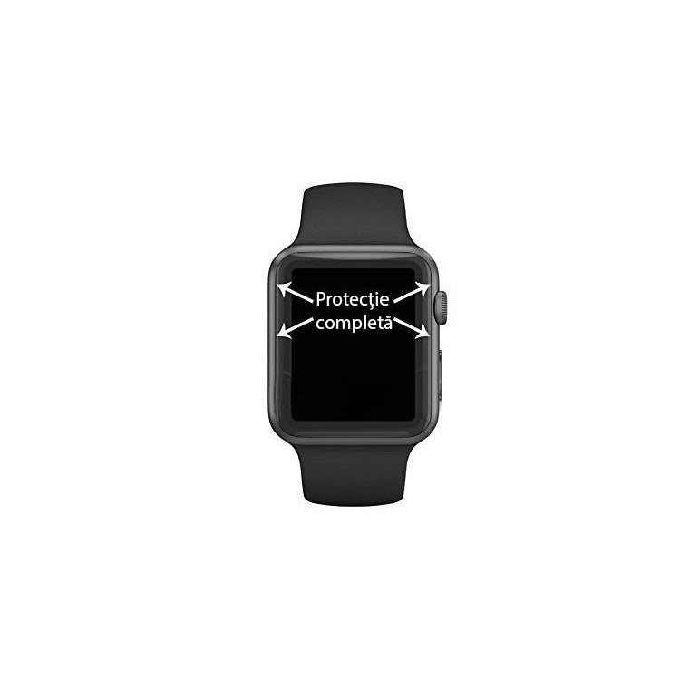 Folie Sticla pentru Apple Watch Series 2/3 38 mm adeziv pe margine Negru - vivimall.ro