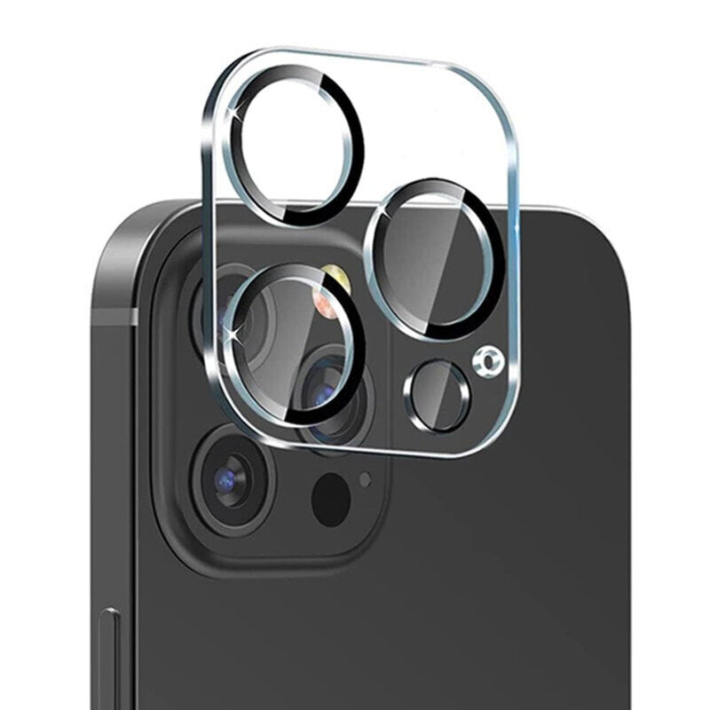 Folie sticlă cameră Apple iPhone 15 Pro și 15 Pro Max, Full Glue negru, vedere frontală produs