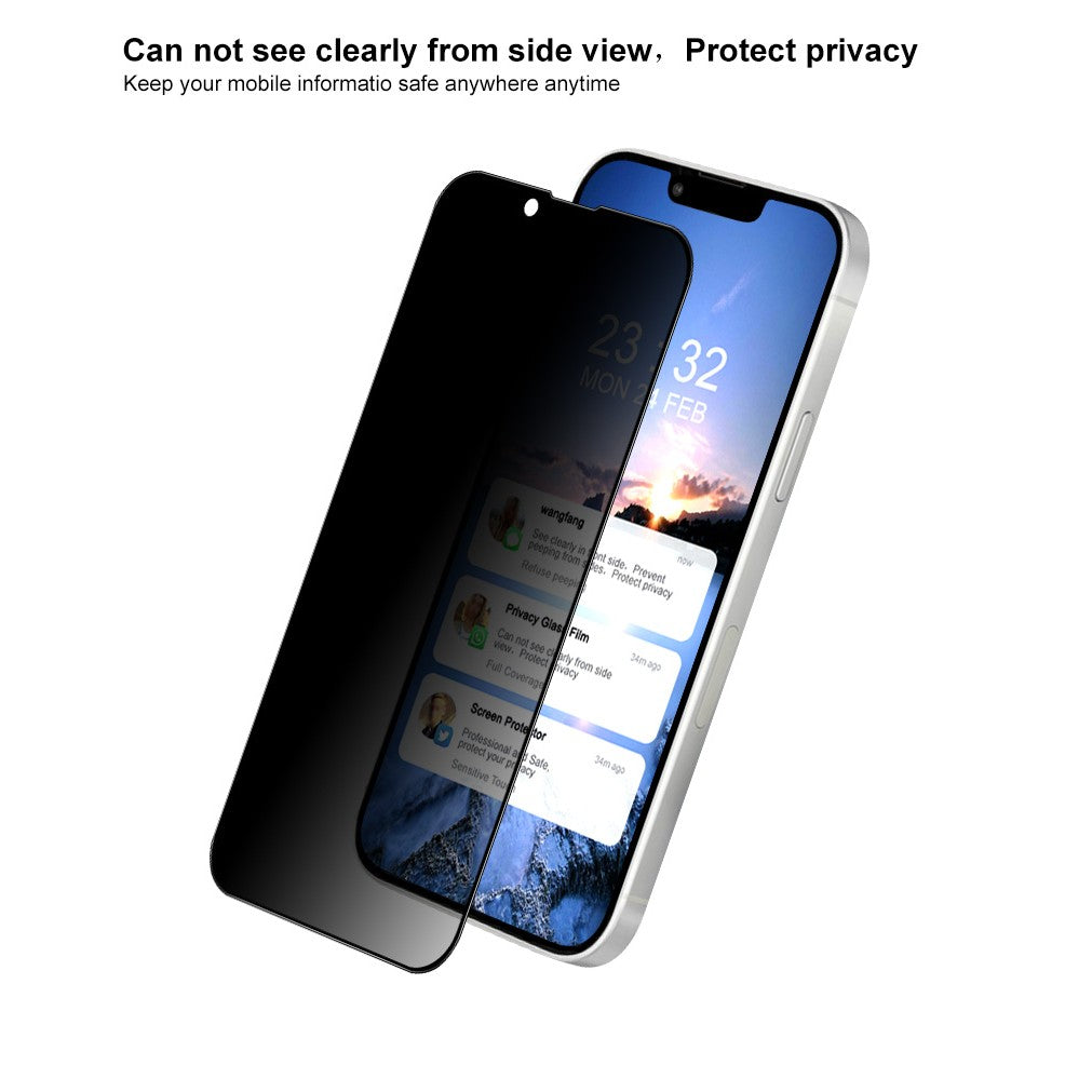 Folie Sticla securizata Flippy® compatibila cu Apple iPhone Apple iPhone 13 Pro Max Full Glue Privacy Negru - vivimall.ro