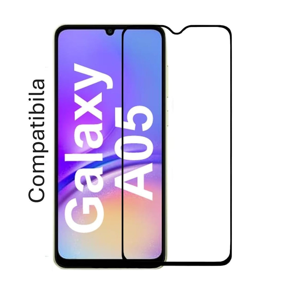 Folie Sticla Securizata, Vivimall, Compatibila cu Samsung A05, Full Cover 111D, HD, Margini Negre, Transparenta - vivimall.ro
