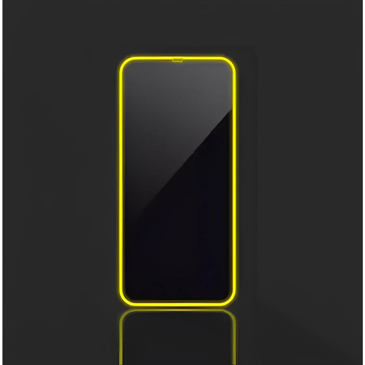 Detaliu margine neon fosforescentă din silicon galben, folie mat anti-amprentă iPhone 15 Pro Max