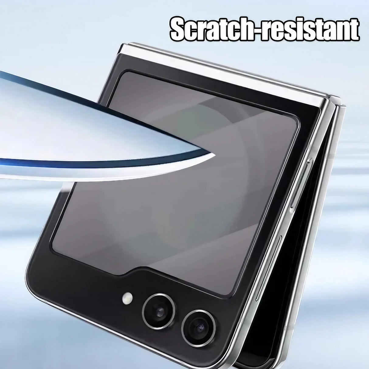 Folie transparentă Samsung Galaxy Z Flip5 cu strat oleofobic anti-amprente, vedere laterală