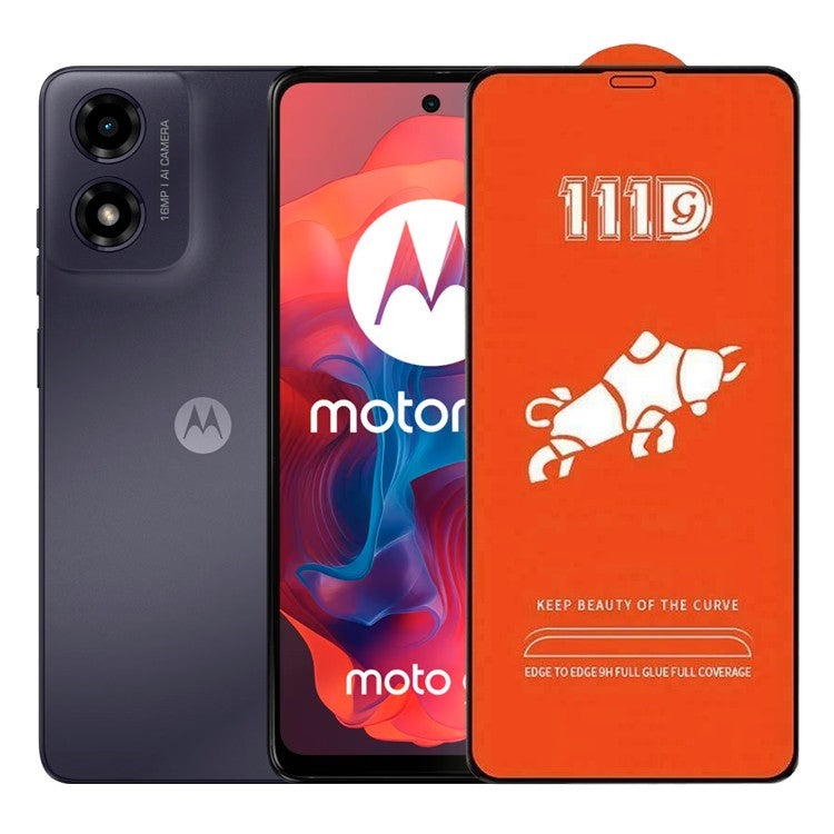 Folie sticlă securizată Motorola Moto G04, Full Cover 111D, margini negre, vedere frontală