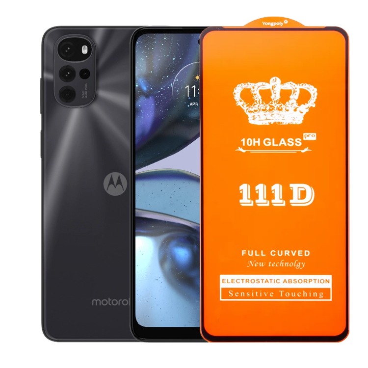 Folie sticlă securizată Motorola Moto G22, Full Cover 111D, margini negre, vedere frontală produs
