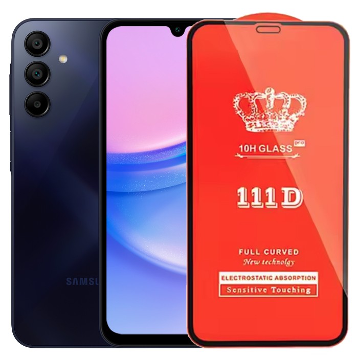 Folie sticlă securizată Samsung Galaxy A15, Full Cover 111D, margini negre, vedere frontală