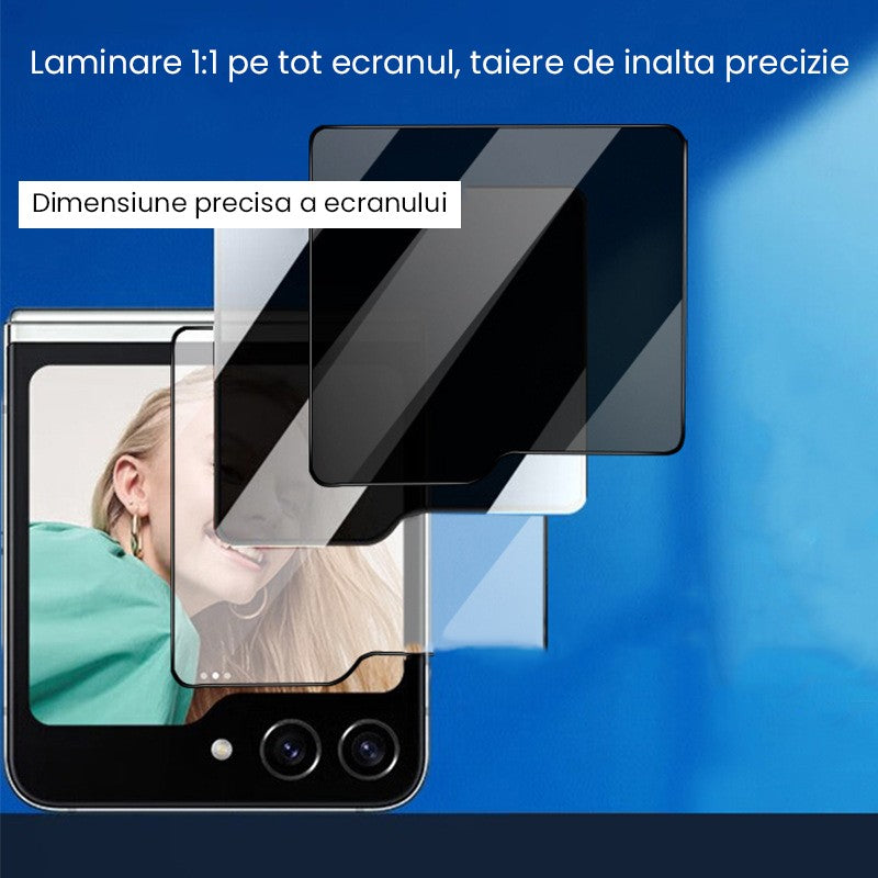 Aplicare folie sticlă securizată pe ecranul Samsung Galaxy Z Flip 6, fără bule de aer
