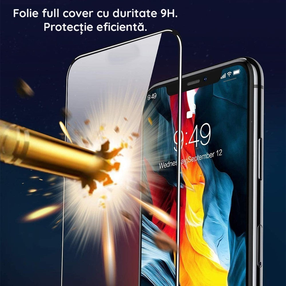Folie Sticla Securizata pentru Xiaomi Redmi 13R, Vivimall, Sticla de Protectie Compatibila cu Xiaomi Redmi 13R, Full Cover 111D, HD, Margini Negre, Transparenta - vivimall.ro