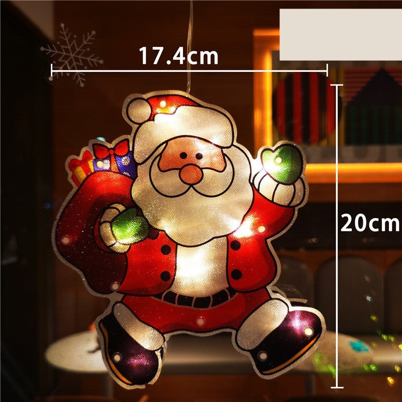 Decoratiune de Craciun pentru fereastra Mos Craciun cu sac, cu LED-uri, 22 cm, alb cald - vivimall.ro