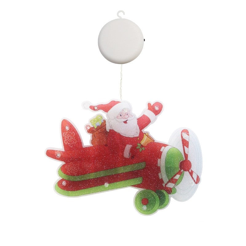 Decoratiune de Craciun pentru fereastra Vivimall, Avion, cu LED-uri, 23 cm, alb cald - vivimall.ro