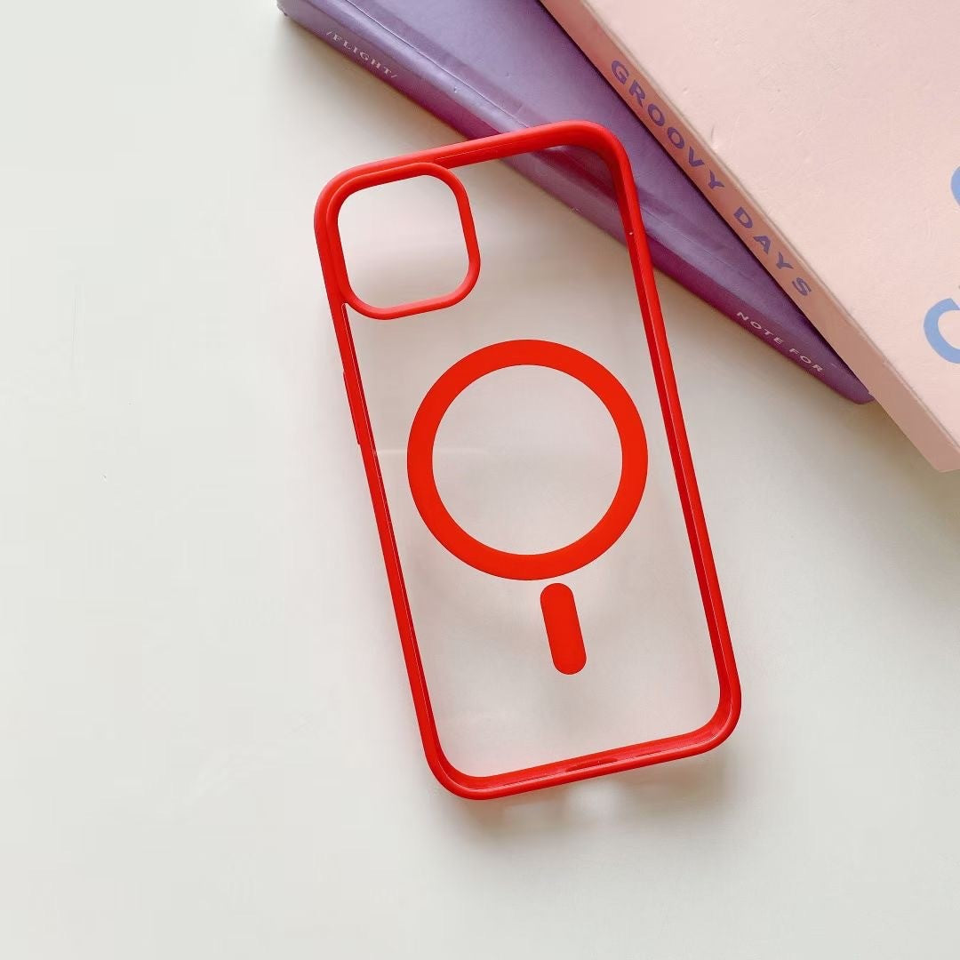 Husa MagSafe pentru Apple iPhone 11, Full Cover, Frosted Acrylic Color Big Hole, Magnetica, Incarcare Wireless, Flippy, Rosu - vivimall.ro