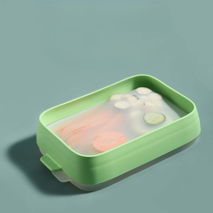 Recipient de Depozitare Alimente, Vivimall, Etans, pentru Frigider, din Plastic, Mentinere Proaspata, Reutilizabil, Rezistent la Temperaturi Extreme, 22x14.7x5 cm, Verde - vivimall.ro