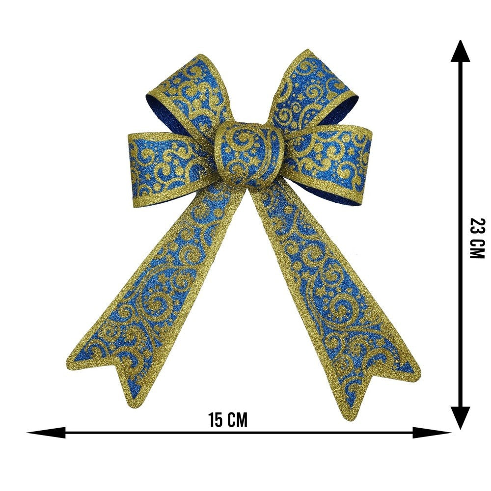 Funda pentru brad, Albastra, model spiralat, cu margini aurii, 15 x 23 cm, PVC, Vivimall - vivimall.ro