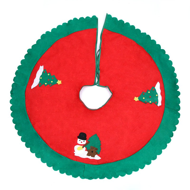 Covoras pentru bradul de Craciun Vivimall, lana, rosu/verde, 90 cm - vivimall.ro