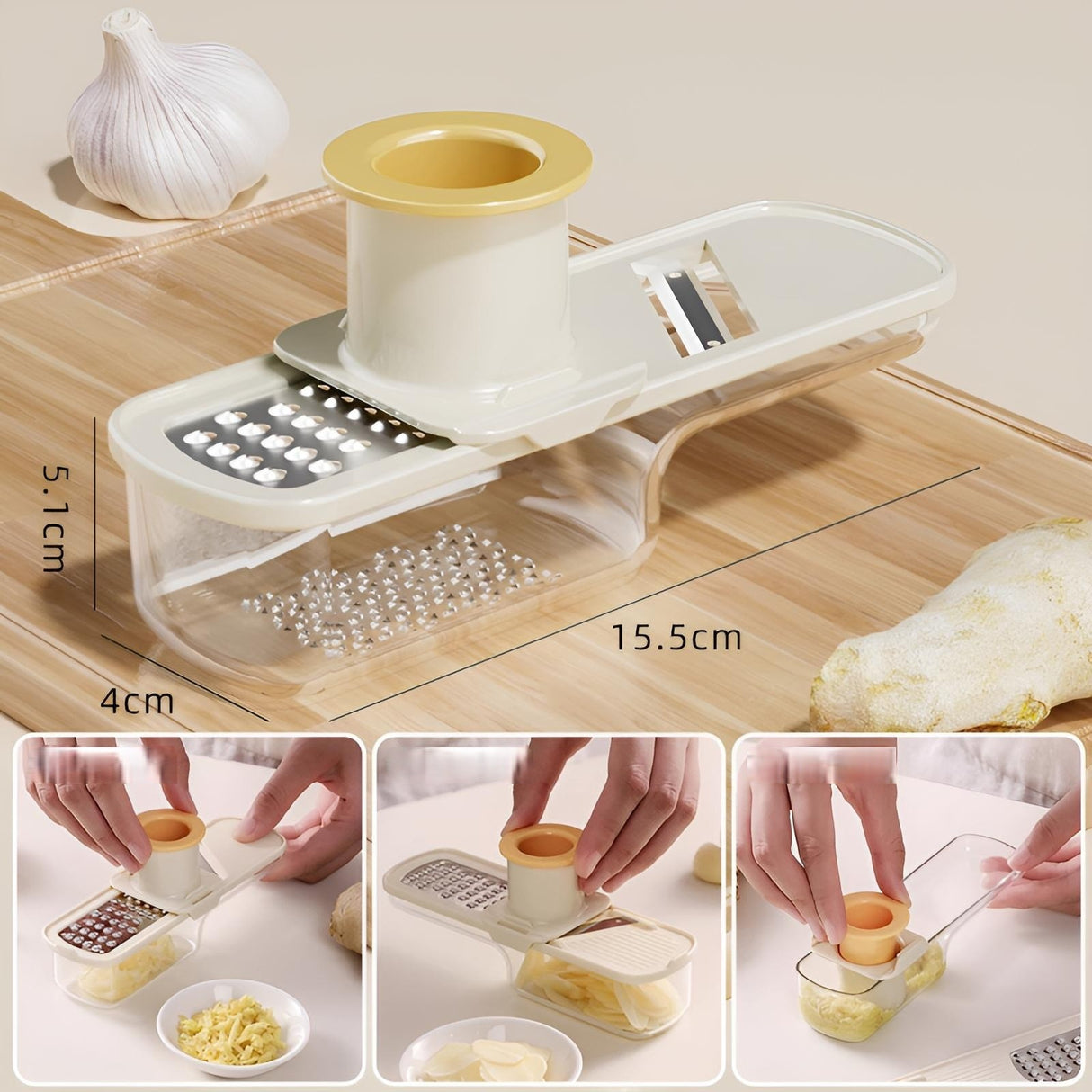 Razatoare Manuala pentru legume, Flippy, Recipient depozitare, Alb