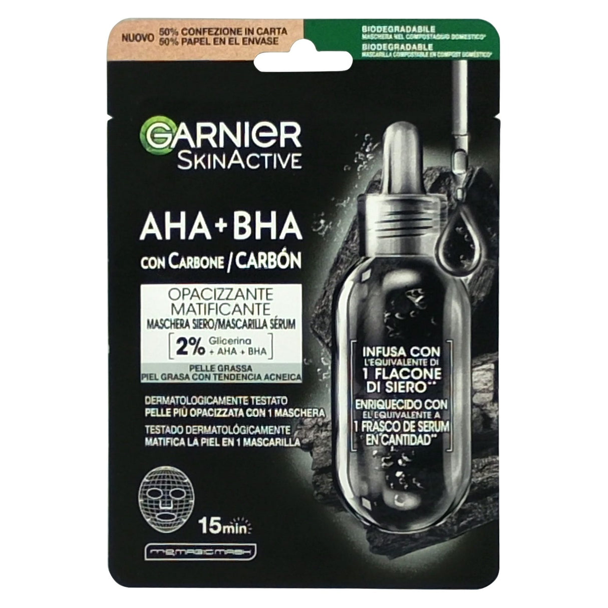 Garnier arcmaszk szövet 28 g szén