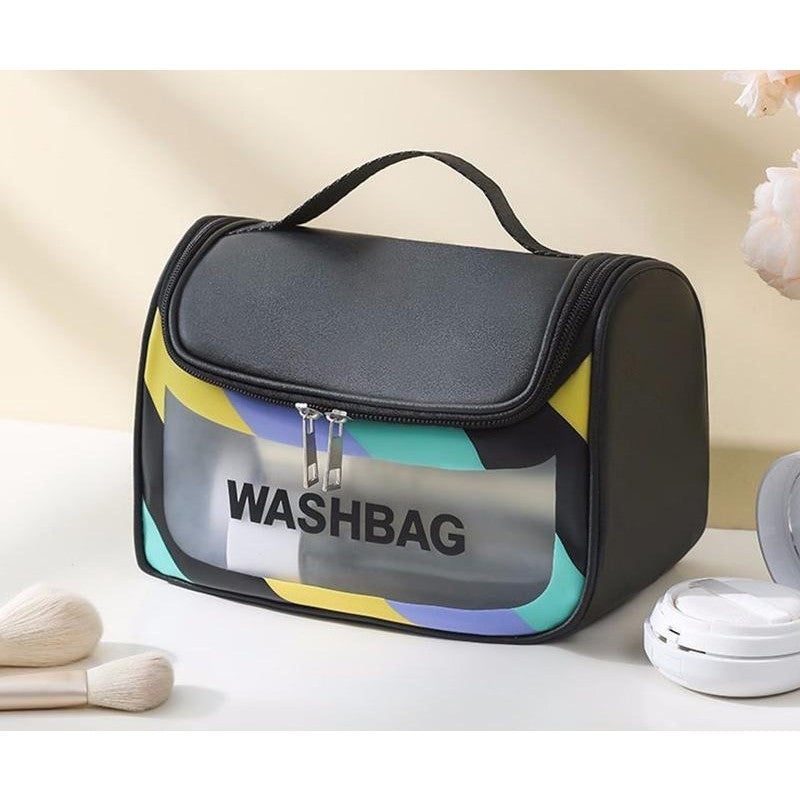 Geanta Cosmetice de Voiaj Vivimall, Impermeabila, Translucida Mata, 22 x 16 x 14 cm, Negru - vivimall.ro