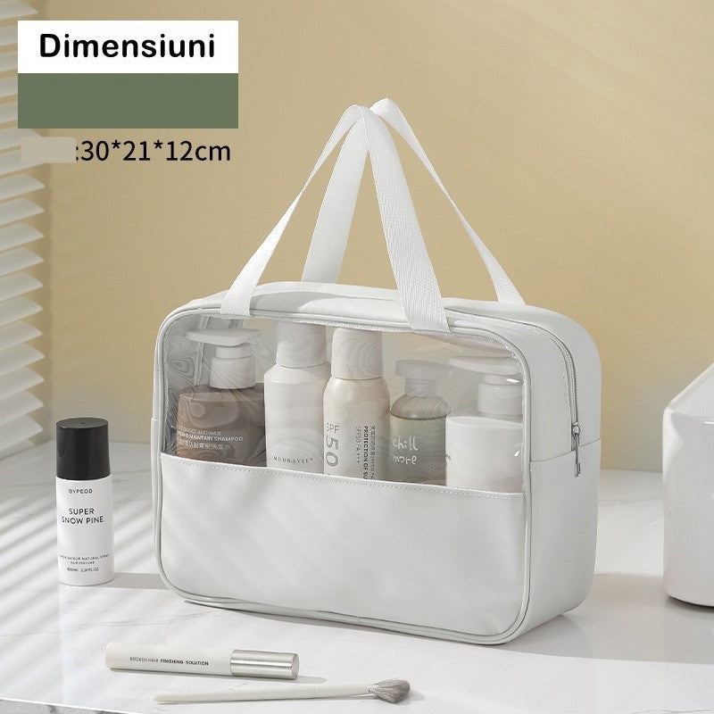 Geantă Cosmetice, Pentru Voiaj Sau Organizare, Material PVC Textil, Impermeabilă, Portabilă, 30 x 21 x 12 cm - vivimall.ro