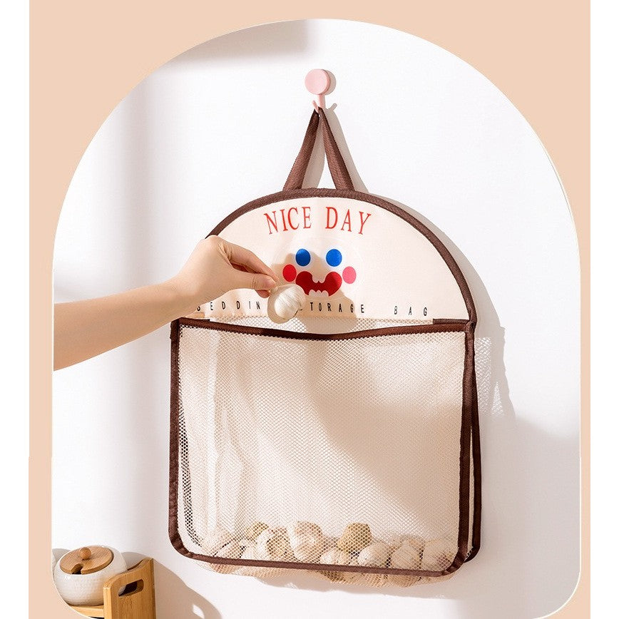 Geanta de Depozitare, Vivimall, Tip Saculet, de Agatat, Multifunctionala, din Plasa, 40 x 10 x 44 cm, Maro - vivimall.ro