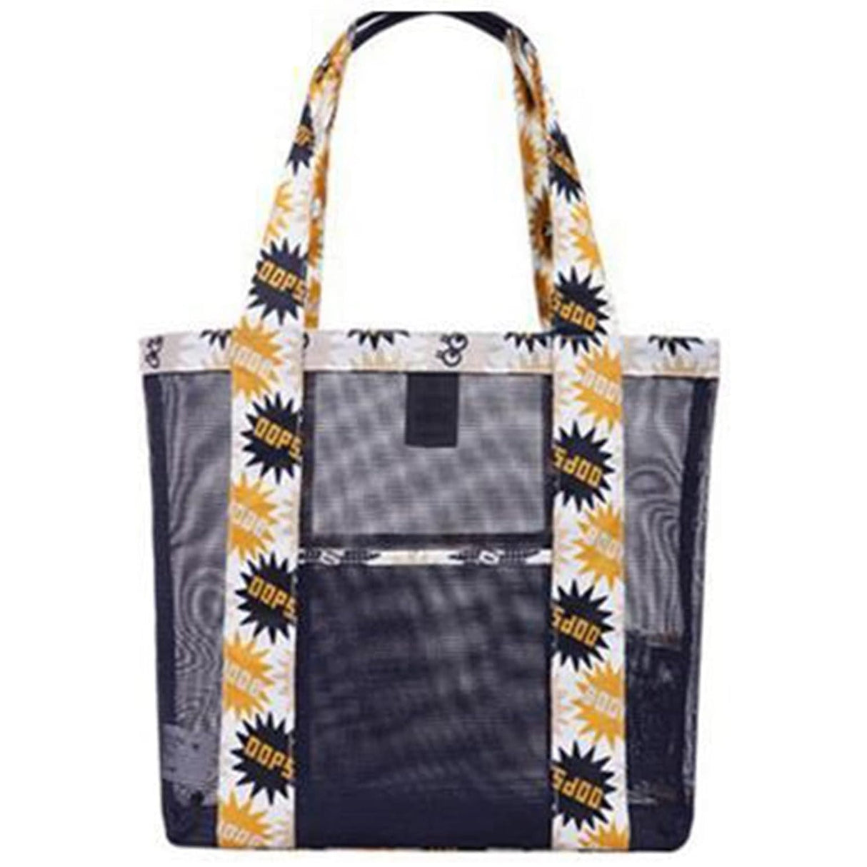 Geanta De Plaja Negru Imprimeu Oops | BeachVibe 4 - vivimall.ro