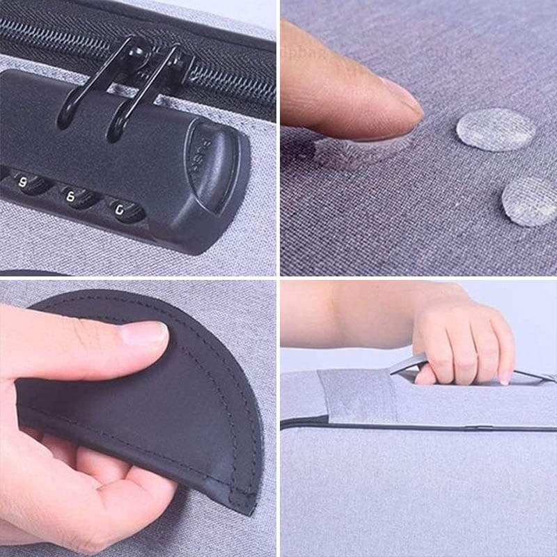 Geanta Vivimall pentru Depozitare Acte si Documente, Facturi, Carduri, cu Cod de Securitate, 5 Compartimente, Impermeabila, 37 x 20 x 27 cm, Gri - vivimall.ro