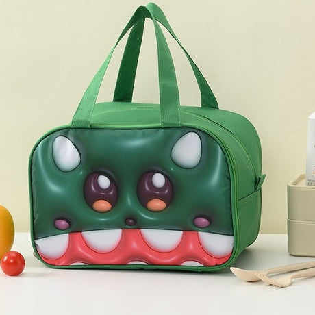 Geanta Frigorifica, Cu Desene Animat 3D, Portabila Pentru Copii, De Pranz, Din Panza Oxford, 27.5X18X20 Cm, Model Crocodil, Verde - vivimall.ro