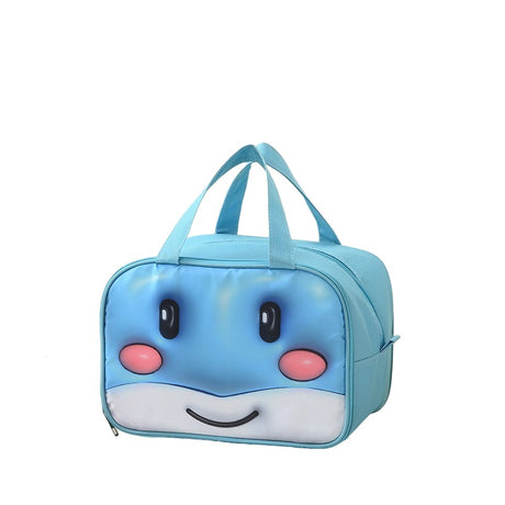 Geanta Frigorifica, Cu Desene Animat 3D, Portabila Pentru Copii, De Pranz, Din Panza Oxford, 27.5X18X20 Cm, Model Balena, Albastru - vivimall.ro