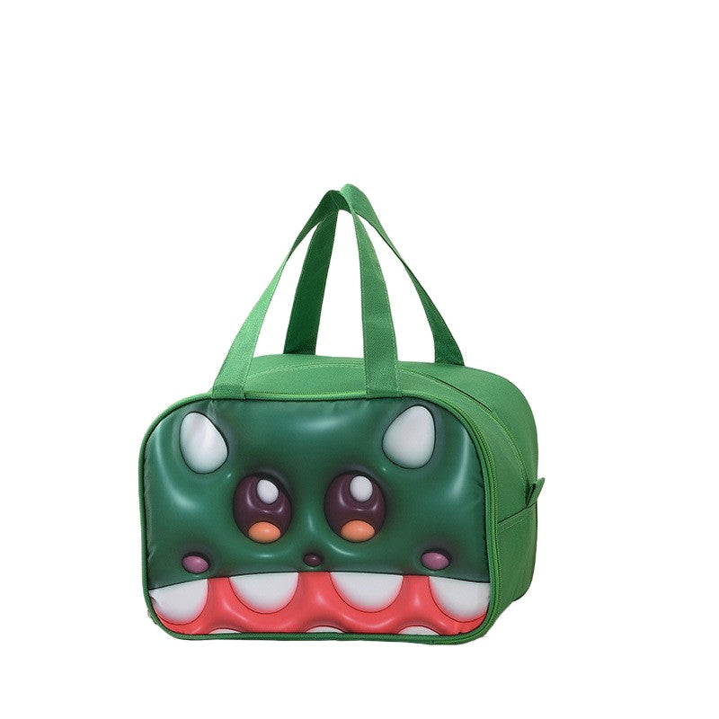 Geantă Frigorifică, Vivimall, cu Desene Animat 3D, Portabilă pentru Copii, de Prânz, din Pânză Oxford, 27.5x18x20 cm, Model Crocodil, Verde - vivimall.ro