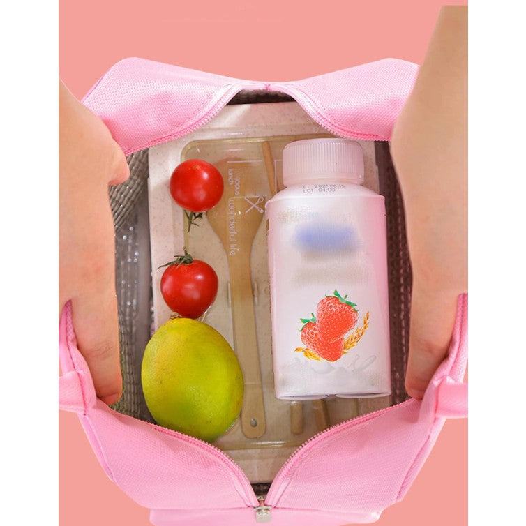 Geantă Frigorifică, Vivimall, cu Desene Animat, Portabilă pentru Copii, de Prânz, din Pânză Oxford, 22x14x19 cm, Model Iepuras, Roz - vivimall.ro