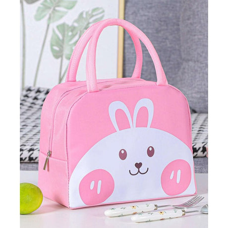 Geanta Frigorifica, Cu Desene Animat, Portabila Pentru Copii, De Pranz, Din Panza Oxford, 22X14X19 Cm, Model Iepuras, Roz - vivimall.ro