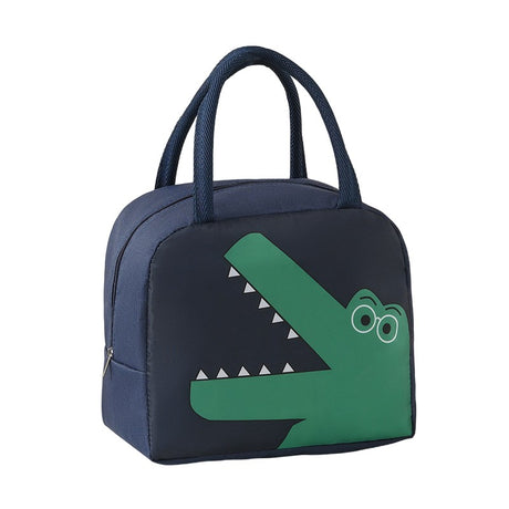 Geanta Frigorifica, Cu Desene Animat, Portabila Pentru Copii, De Pranz, Din Panza Oxford, 22X14X19 Cm, Model Dinozaur, Albastru - vivimall.ro