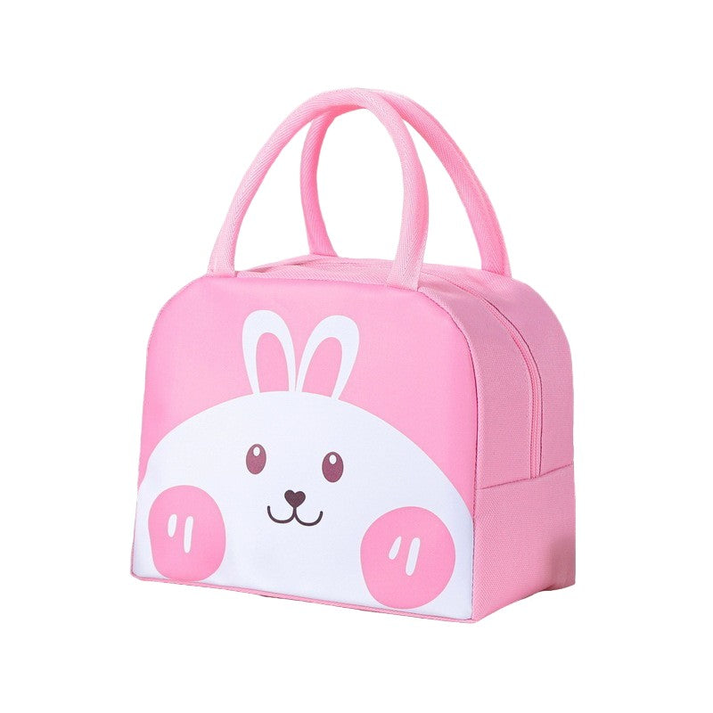 Geanta Frigorifica, Cu Desene Animat, Portabila Pentru Copii, De Pranz, Din Panza Oxford, 22X14X19 Cm, Model Iepuras, Roz - vivimall.ro