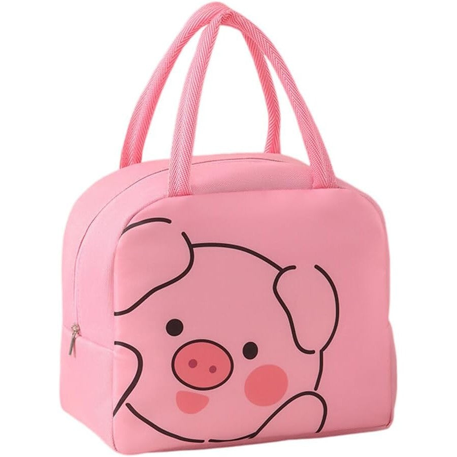 Geanta Frigorifica, Cu Desene Animat, Portabila Pentru Copii, De Pranz, Din Panza Oxford, 22X14X19 Cm, Model Purcelus, Roz - vivimall.ro