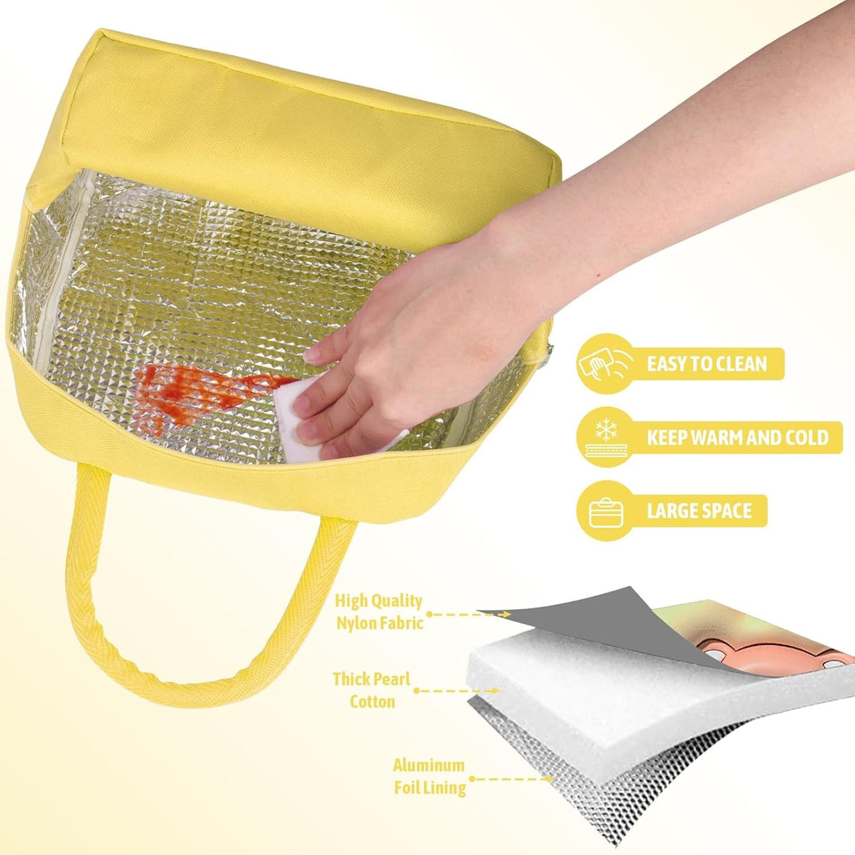 Geanta Frigorifica, Cu Desene Animate 3D, Portabila Pentru Copii, De Pranz, Din Panza Oxford, 23X13X19 Cm, Model Ursulet, Galben - vivimall.ro