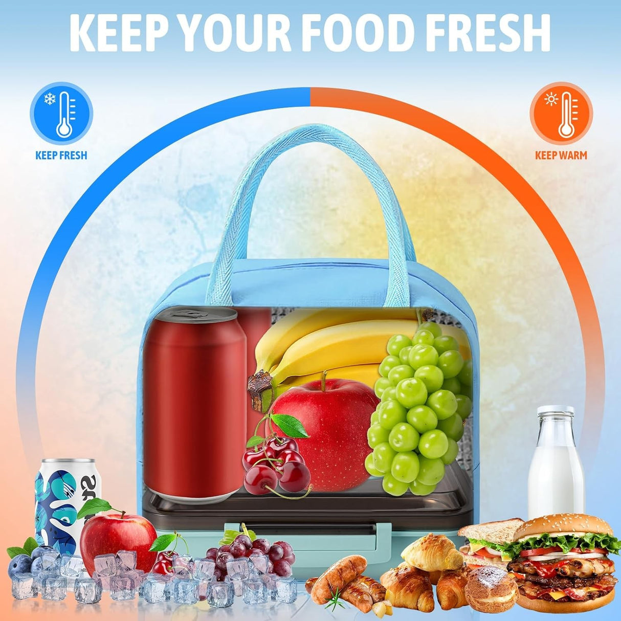 Geanta Frigorifica, Cu Desene Animate 3D, Portabila Pentru Copii, De Pranz, Din Panza Oxford, 23X13X19 Cm, Model Elefantel, Albastru - vivimall.ro