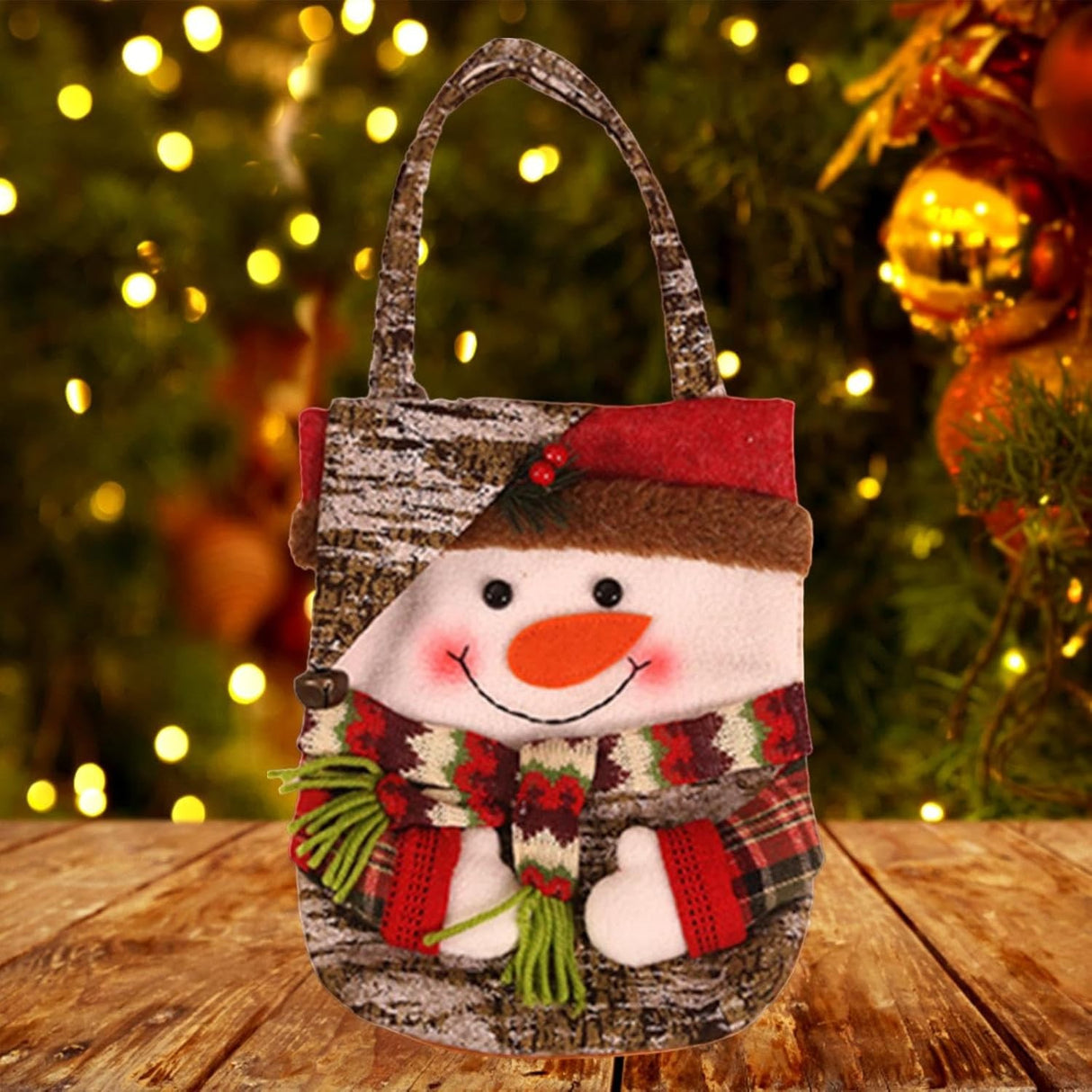 Geanta pentru Cadouri de Craciun, Vivimall, Model Om de Zapada, Decoratiune Sarbatori, 46x23x2 cm, Multicolor - vivimall.ro