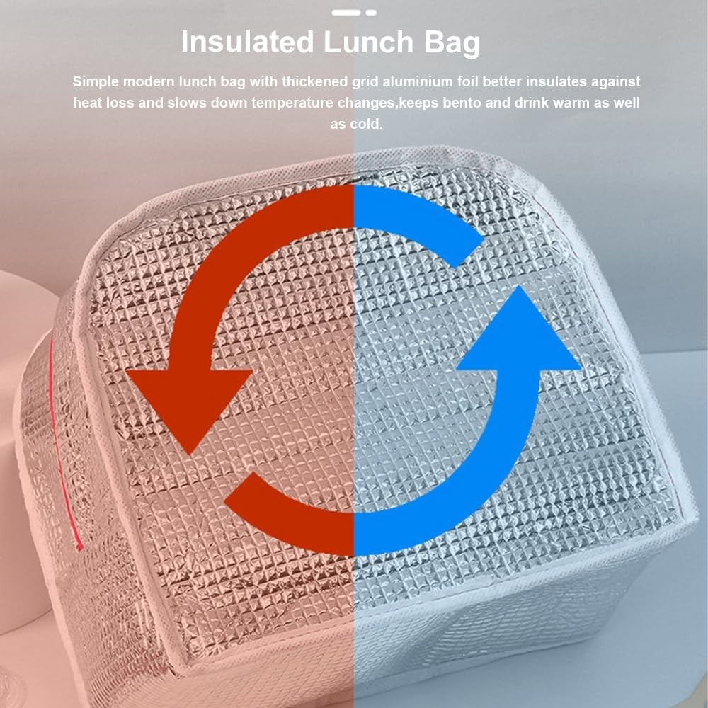 Geanta Termica pentru Pranz Vivimall, Multifunctionala, Compartimentata, Impermeabila, cu Manere, Buzunar Exterior, 22x14x19 cm, Rosu - vivimall.ro