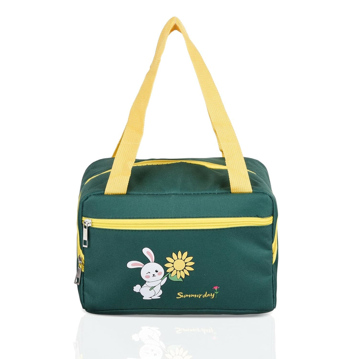 Geanta Termo-Izolanta, Vivimall, Compartimente Telefon si Tacamuri, Multifunctionala, Impermeabila, 30x21x20 cm, Design Iepuras, Verde - vivimall.ro