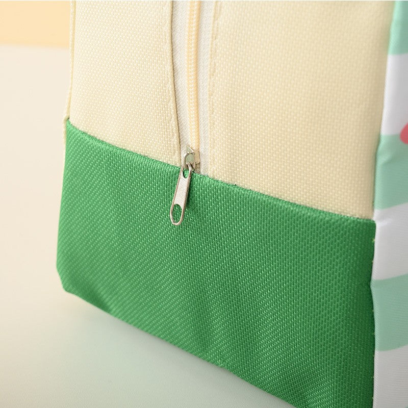 Geanta Termoizolanta Pentru Copii, 23X13X19 Cm, Model Imprimeu Dinozaur, Din Folie De Aluminiu Si Panza Oxford, Verde - vivimall.ro