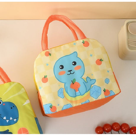 Geanta Termoizolanta Pentru Copii, 23X13X19 Cm, Model Imprimeu Foca, Din Folie De Aluminiu Si Panza Oxford, Galben/Portocaliu - vivimall.ro