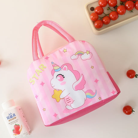 Geanta Termoizolanta Pentru Copii, 23X13X19 Cm, Model Imprimeu Unicorn, Din Folie De Aluminiu Si Panza Oxford, Roz - vivimall.ro