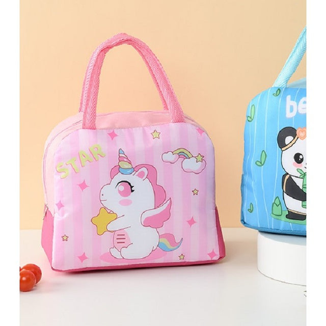 Geanta Termoizolanta Pentru Copii, 23X13X19 Cm, Model Imprimeu Unicorn, Din Folie De Aluminiu Si Panza Oxford, Roz - vivimall.ro