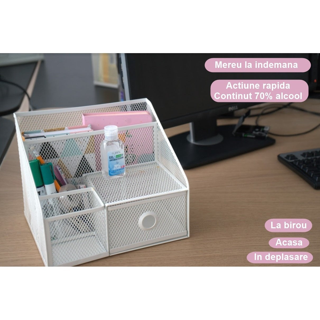 Gel dezinfectant pentru maini cu 70 % alcool Vivimall cu efect antibacterian si virucid, 60 ml - vivimall.ro