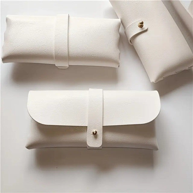 Husa Ochelari, Vivimall, din Piele Ecologica, 17 x 8.5 cm, Alb - vivimall.ro
