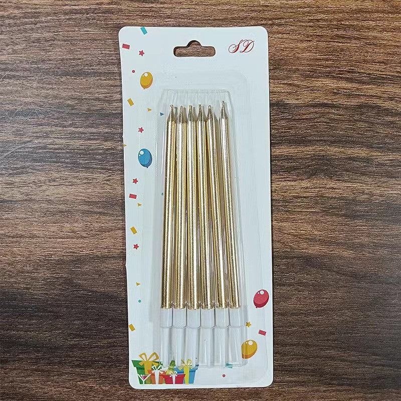 Set 6 Lumanari de Tort, Vivimall, din Parafina, 11 x 0.4 cm, Lucioase, Sampanie - vivimall.ro