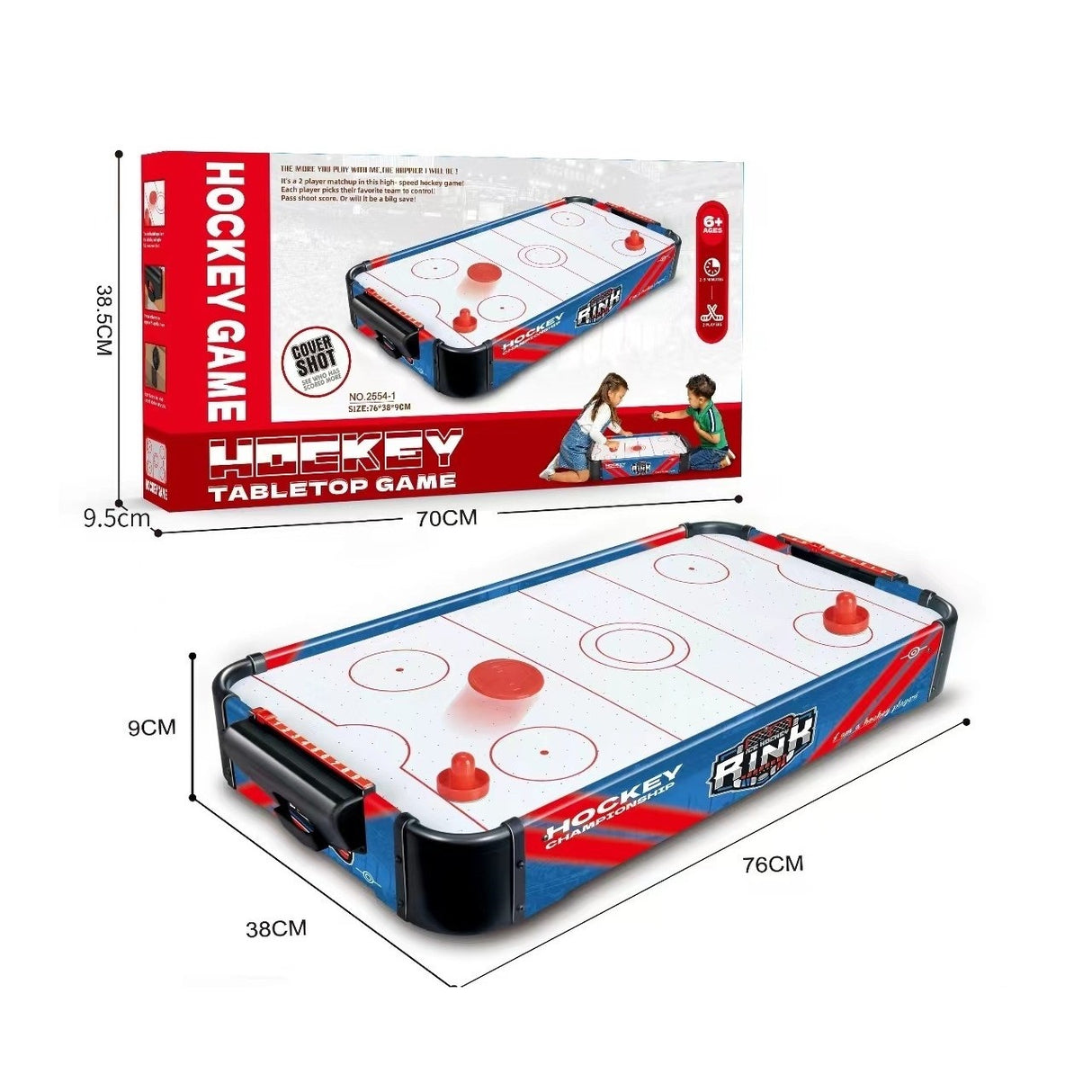 Masa Air Hockey Graffiti fara Picioare, Vivimall, PVC, 2 Pucuri, Tabela Scor, 2 Impingatoare, 76x38x9 cm, Albastru - vivimall.ro